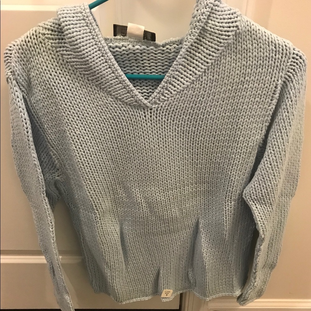 NWT Handmade Sarug Hooded Sweater, Light Blue, Sml
